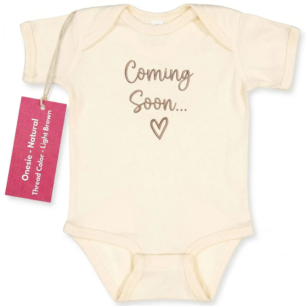 Custom embroidered baby coming soon onesie 2026 personalized pregnancy announcement bodysuit for newborn photoshoot