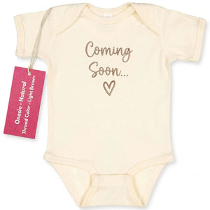 Custom embroidered baby coming soon onesie 2026 personalized pregnancy announcement bodysuit for newborn photoshoot