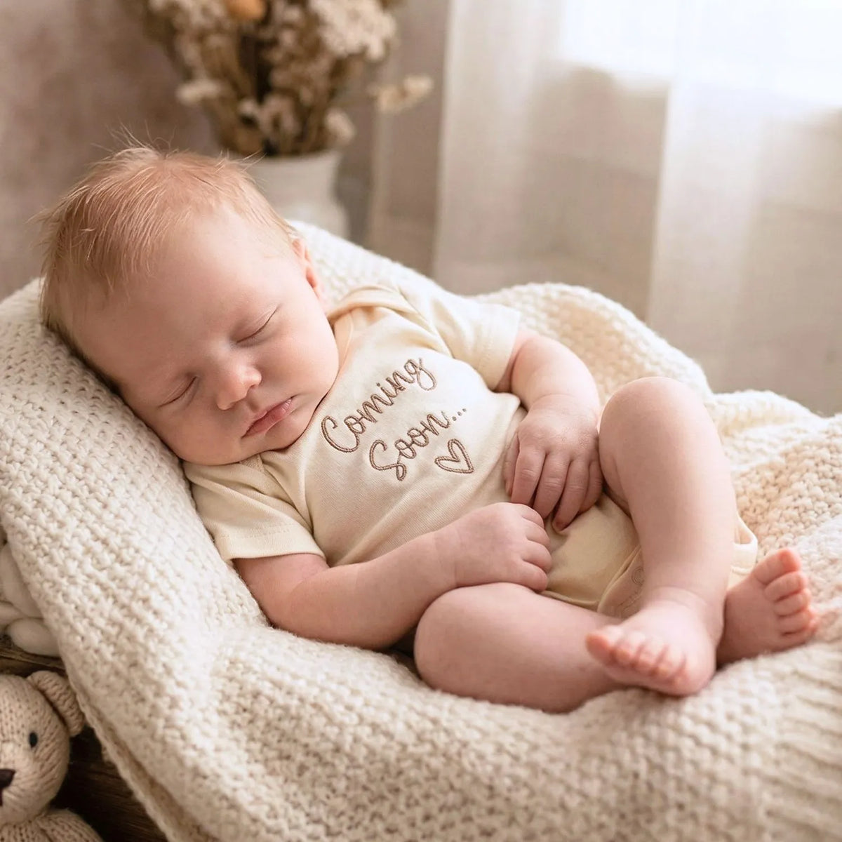 Custom embroidered baby coming soon onesie 2026 personalized pregnancy announcement bodysuit for newborn photoshoot