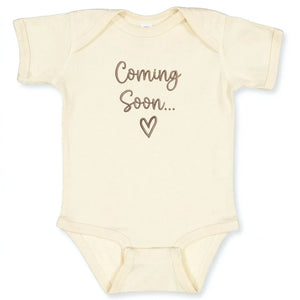 Custom embroidered baby coming soon onesie 2026 personalized pregnancy announcement bodysuit for newborn photoshoot