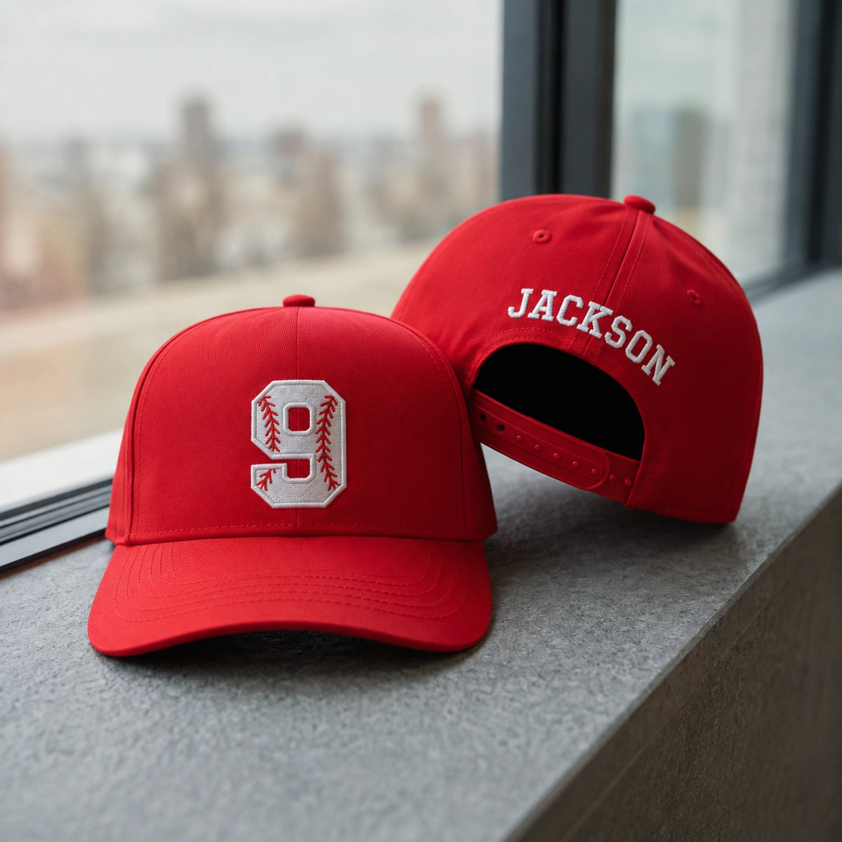 Custom Baseball Number Snapback Hats - Embroidered Your Text, Name, Logo on Front, Side & Back