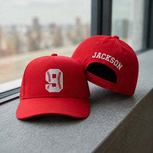 Custom Baseball Number Snapback Hats - Embroidered Your Text, Name, Logo on Front, Side & Back