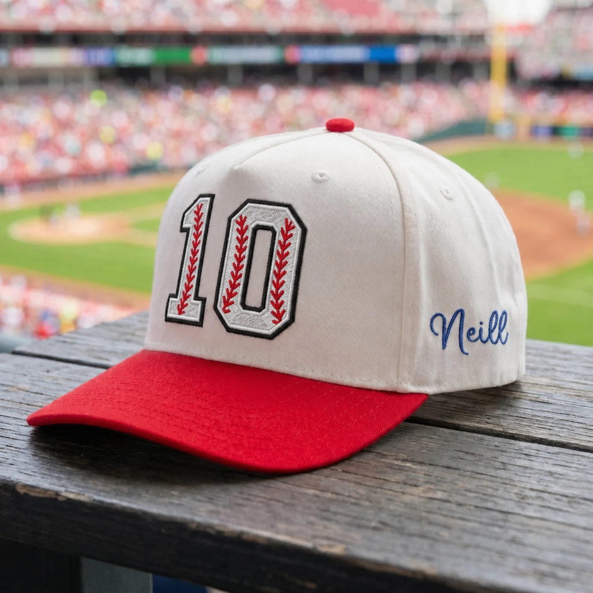 Custom Baseball Number Snapback Hats - Embroidered Your Text, Name, Logo on Front, Side & Back