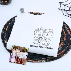 Custom embroidered sweatshirt hoodie showing two best friends, based on a photo, sentimental gift idea.