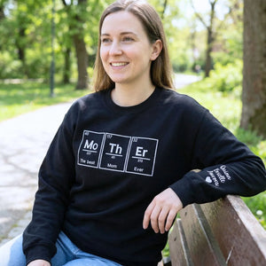 Custom embroidered Best Mom Ever sweatshirt with kids names stitched on sleeve for Mother's Day gift