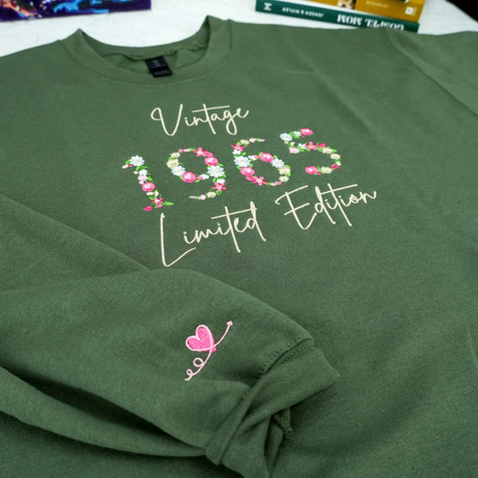 Vintage 60th Birthday Sweatshirt, Hoodie or T-Shirt – Custom Est. Year – Limited Edition Floral Design – Gift for Women