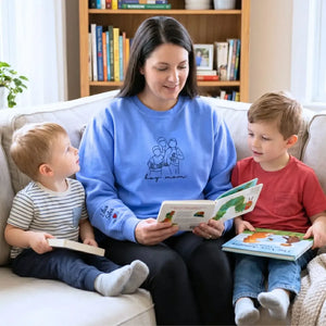 custom boy mom embroidered sweatshirt with child portrait from photo