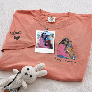 custom boy mom embroidered sweatshirt with child portrait from photo
