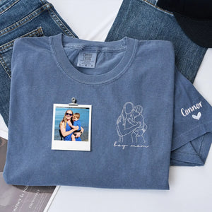 custom boy mom embroidered sweatshirt with child portrait from photo