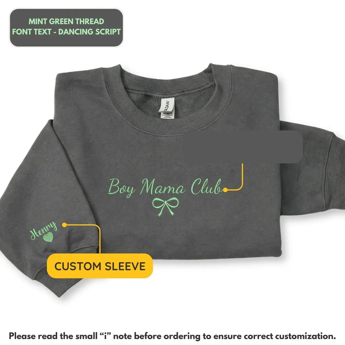 Custom embroidered boy mom sweatshirt with kids names personalized Mother's Day gift for proud mom