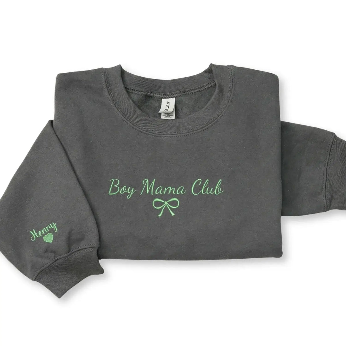 Custom embroidered boy mom sweatshirt with kids names personalized Mother's Day gift for proud mom