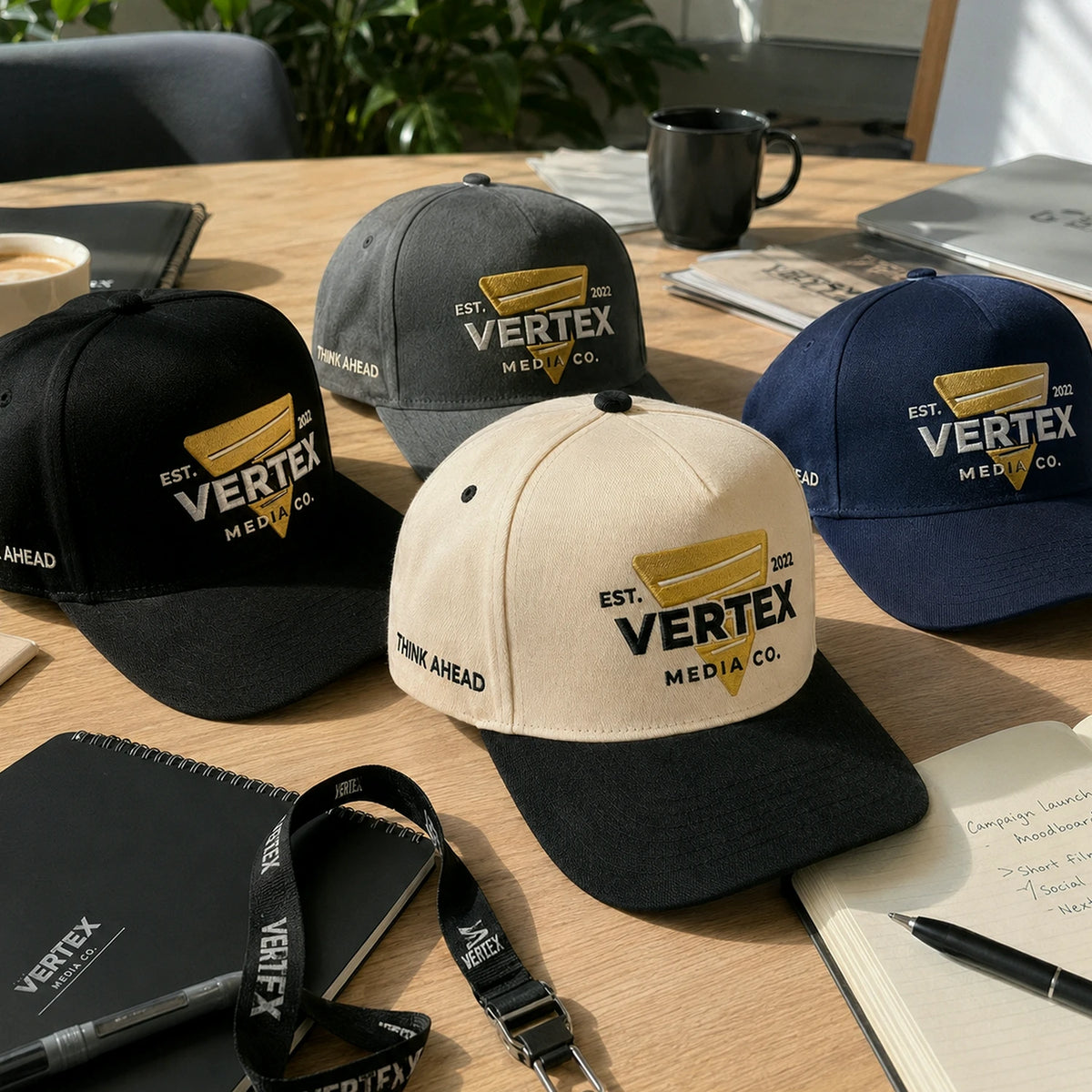 Custom Business Logo, Name Snapback Hats - Embroidered Corporate Merchandise Caps