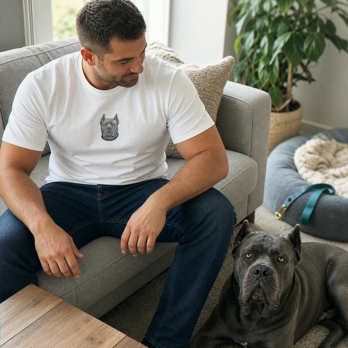 Custom Cane Corso Portrait T-shirt for Dog Lover - Embroidered Pet Photo Full Color Pullover & Name - Dog Parent Gift