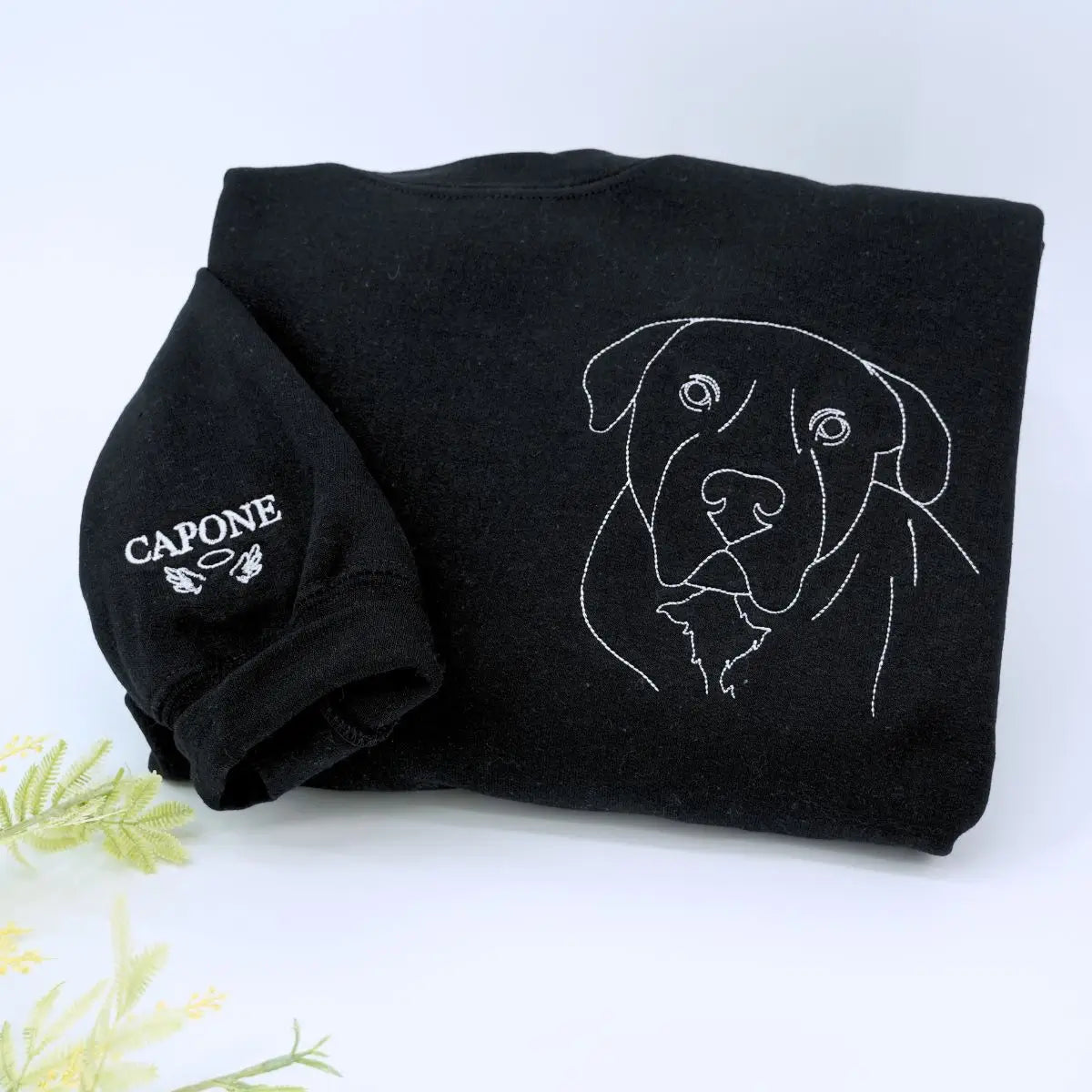 Custom embroidered Cane Corso shirt with photo and name on sleeve, perfect gift for dog moms
