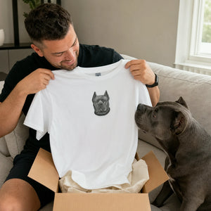 Custom Cane Corso Portrait T-shirt for Dog Lover - Embroidered Pet Photo Full Color Pullover & Name - Dog Parent Gift