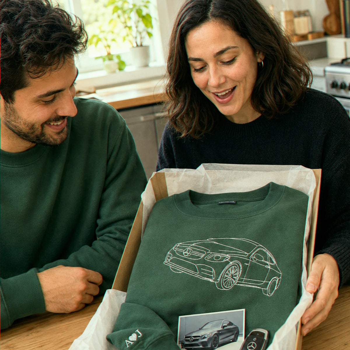 Custom Embroidered Car Hoodie, Sweatshirt, Personalized Car Gifts for Him