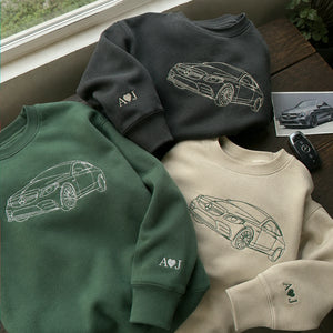 Custom Embroidered Car Hoodie, Sweatshirt, Personalized Car Gifts for Him