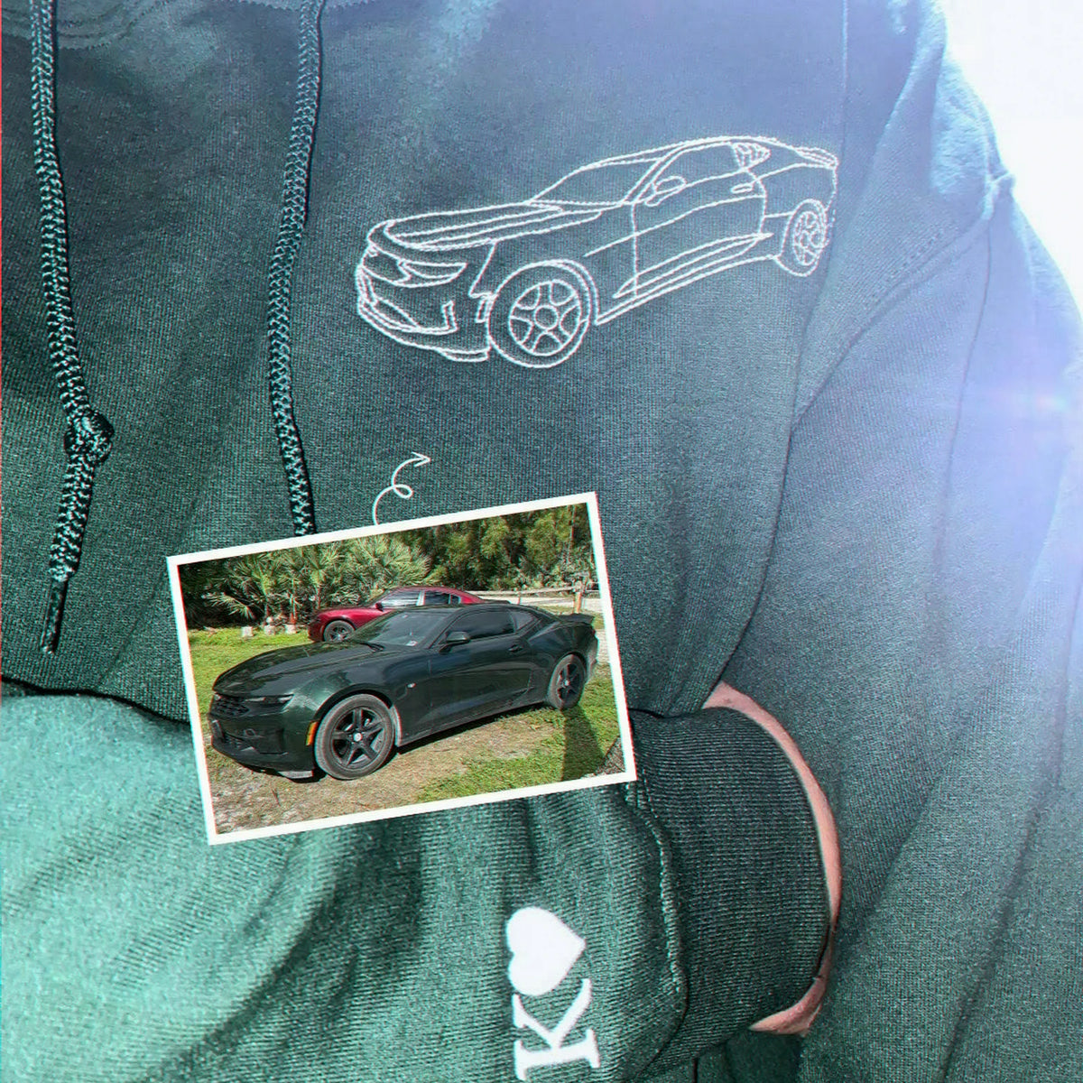 Custom Embroidered Car Hoodie, Sweatshirt, Personalized Car Gifts for Him