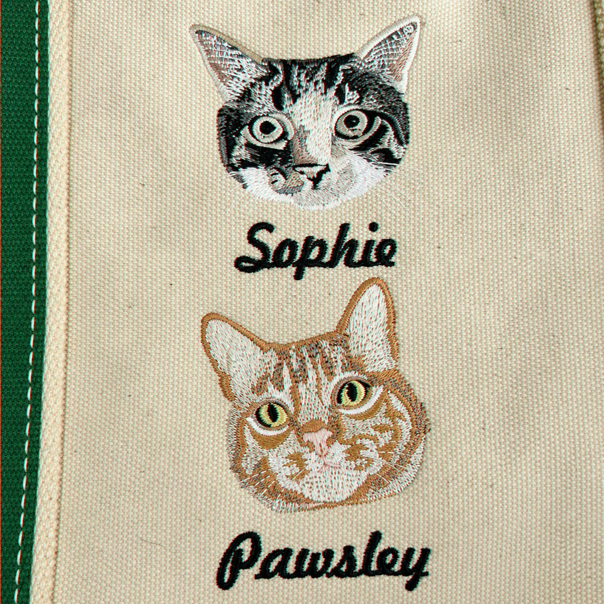 Custom Cat Portrait Tote Bag for Birthday - Embroidered Pet Photo Full Color Bag & Name - Gift for Her