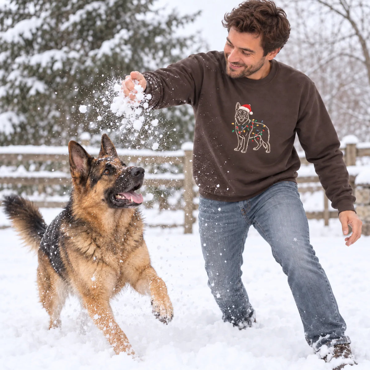 Custom Christmas Dog Outline Sweatshirt, Embroidered Pet Photo with Holiday Lights Sweater, Festive Mom Gift