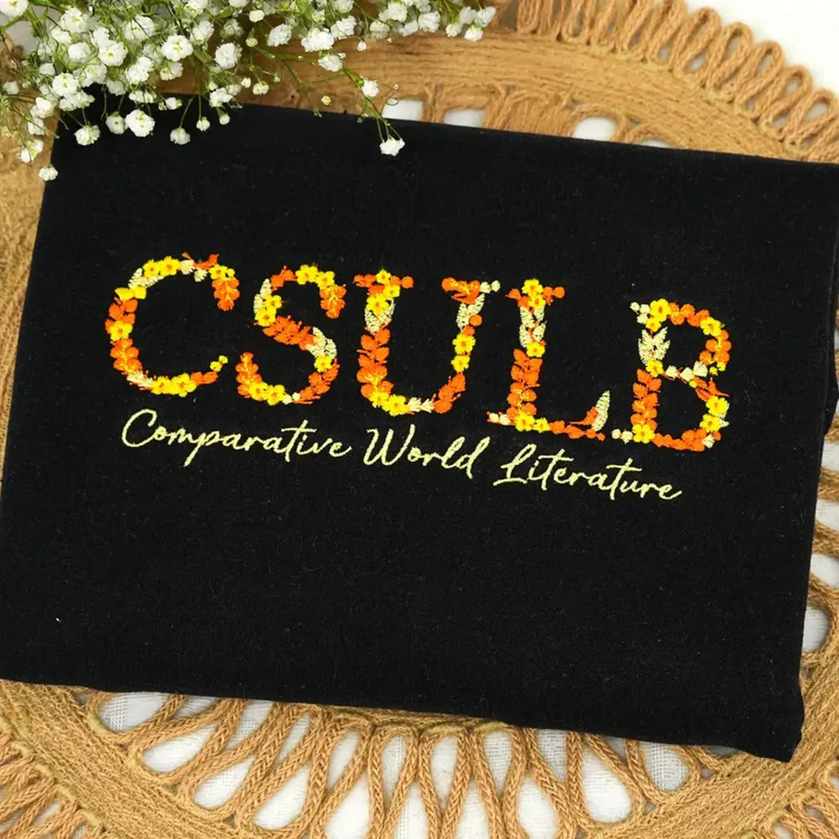Custom Embroidered Nursing School Floral Letter Sweatshirt, Personalized College Graduation Gift