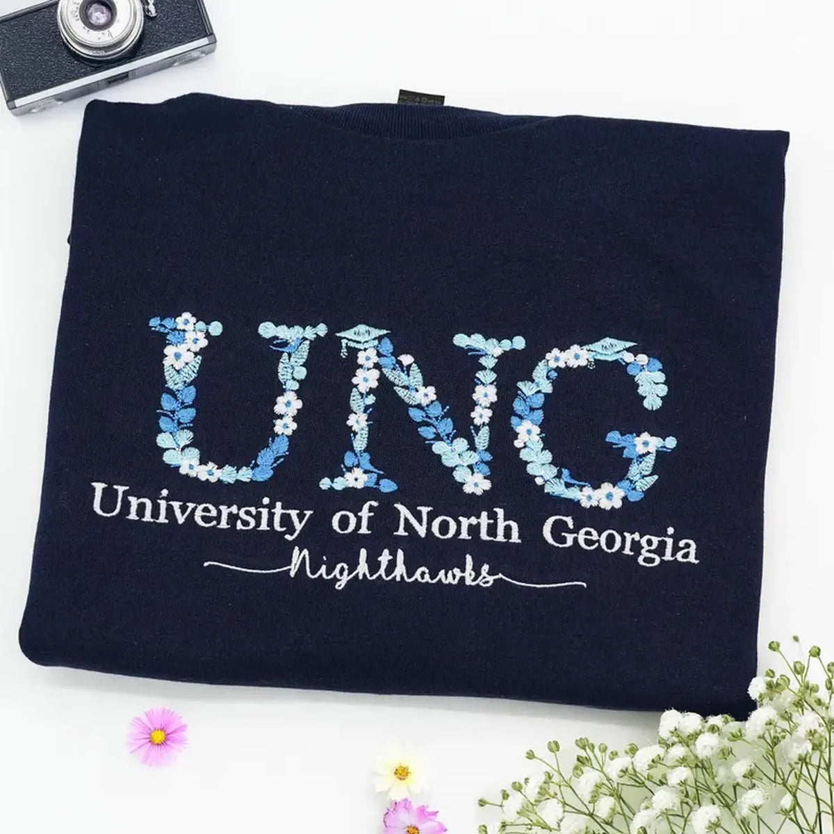 Custom Embroidered Nursing School Floral Letter Sweatshirt, Personalized College Graduation Gift