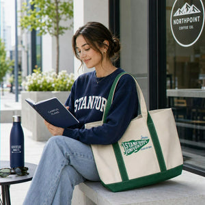 Personalized Back to School Student Canvas Tote Bag - Embroidered College Pennant, School Spirit Gift