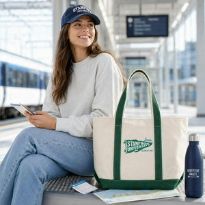 Personalized Back to School Student Canvas Tote Bag - Embroidered College Pennant, School Spirit Gift