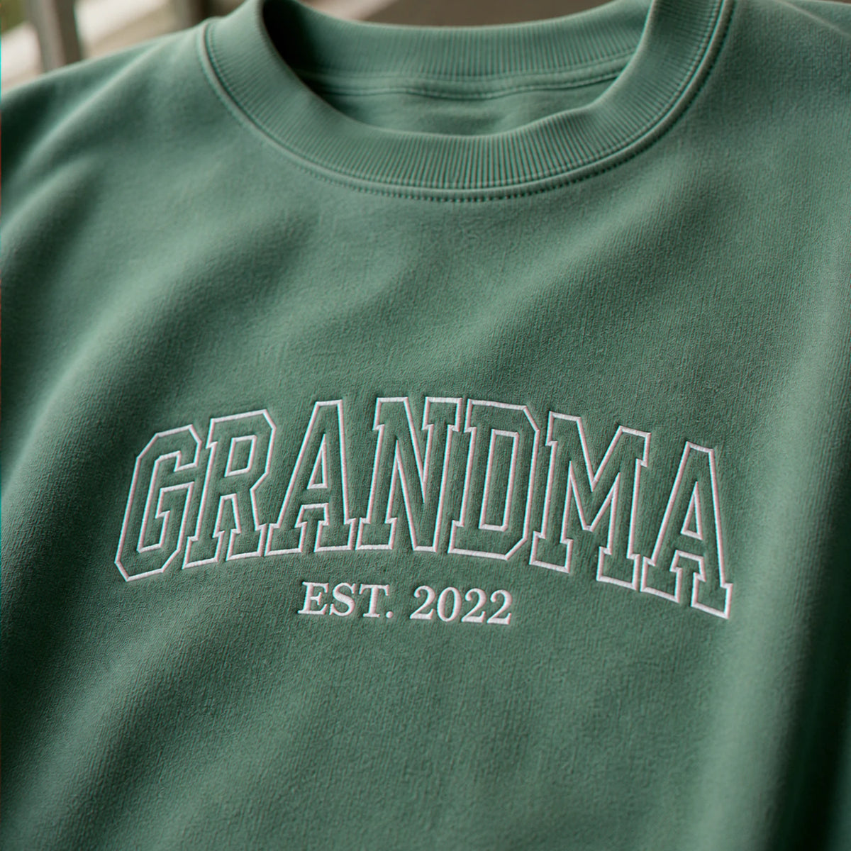 Custom Comfort Colors® Grandpa Grandma Matching Sweatshirt, Embroidered Varsity Kids Name, Grandparent Day Gift