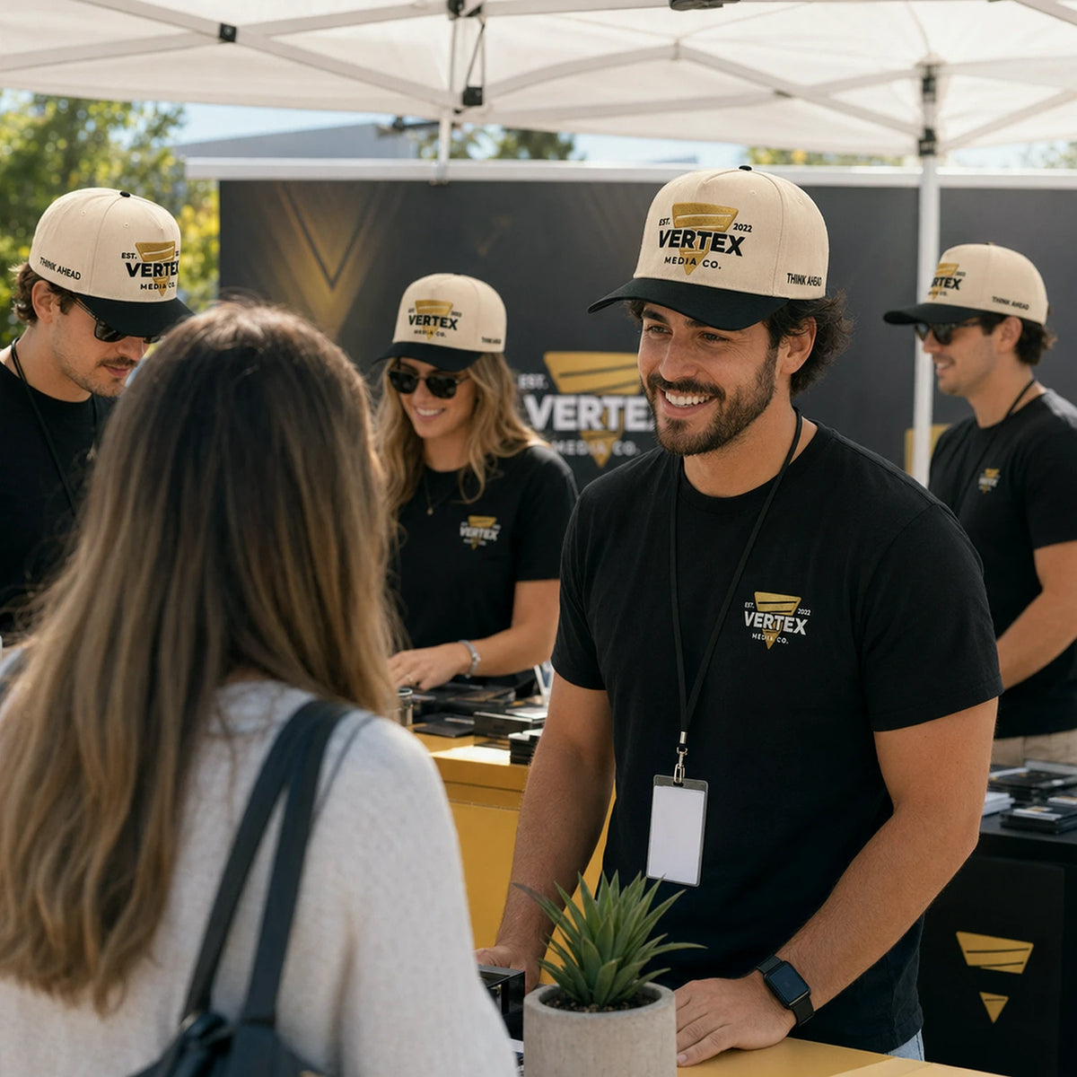 Custom Business Logo, Name Snapback Hats - Embroidered Corporate Merchandise Caps
