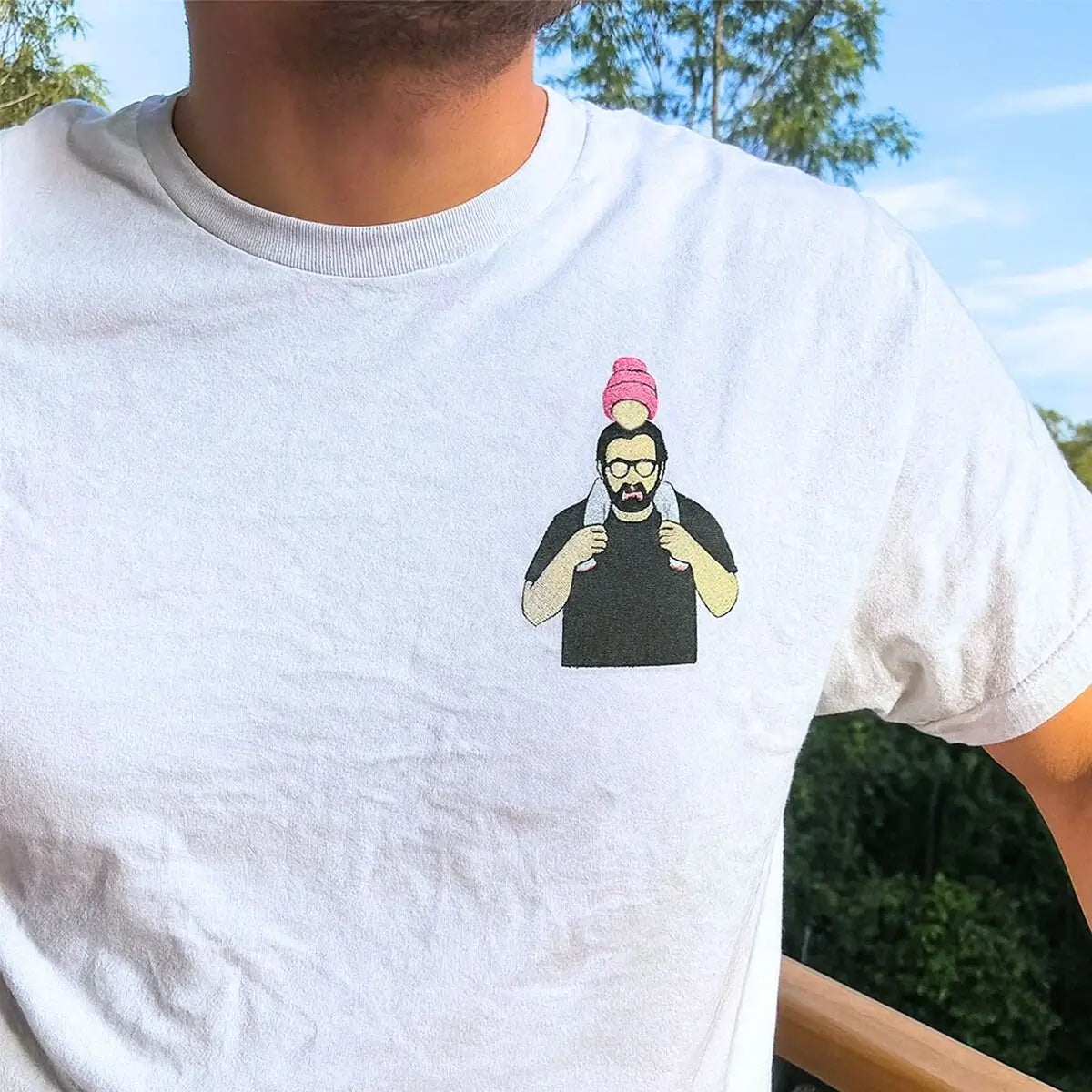 Personalized embroidered shirt with dad and daughter photo gift design, gift for dad