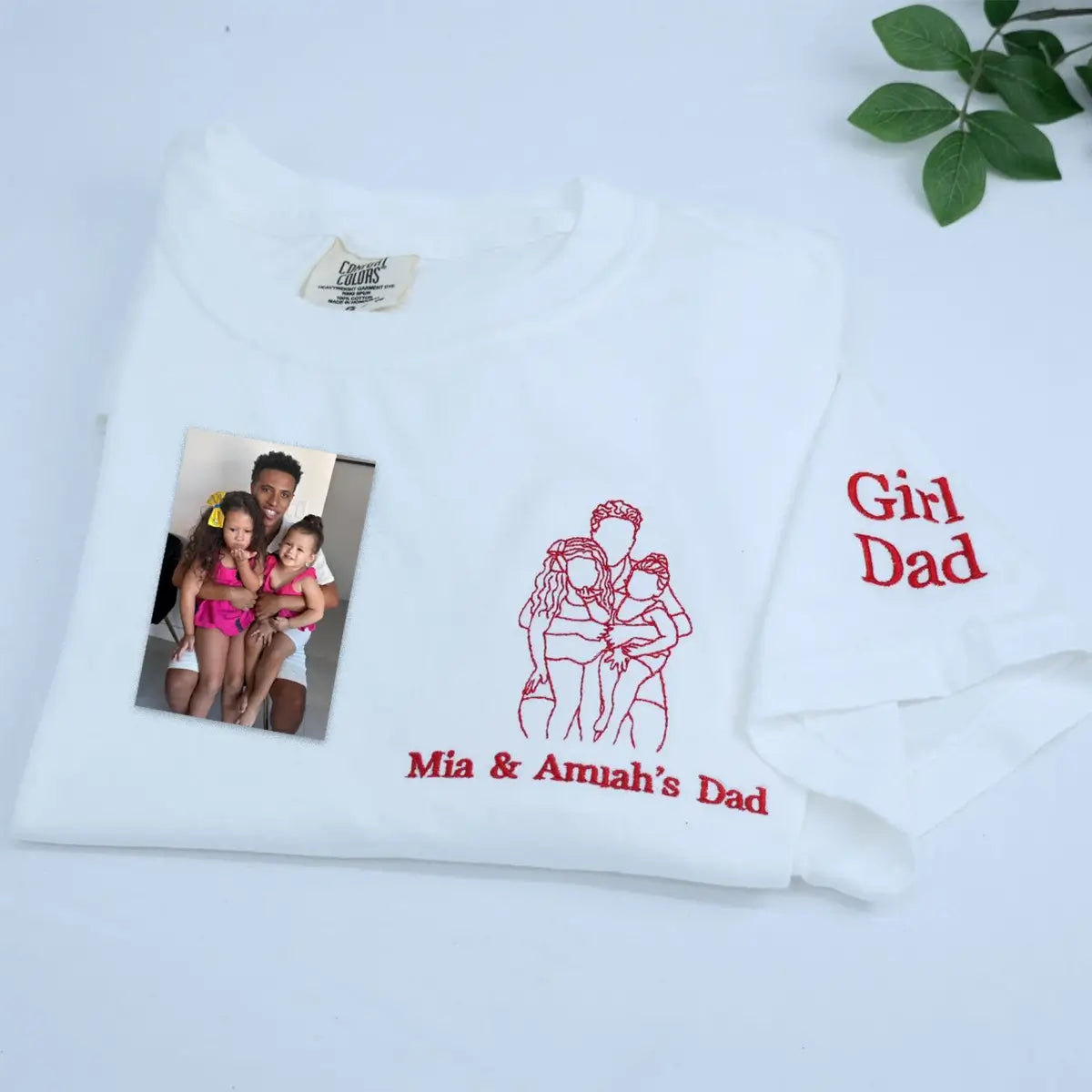 Personalized embroidered shirt with dad and daughter photo gift design