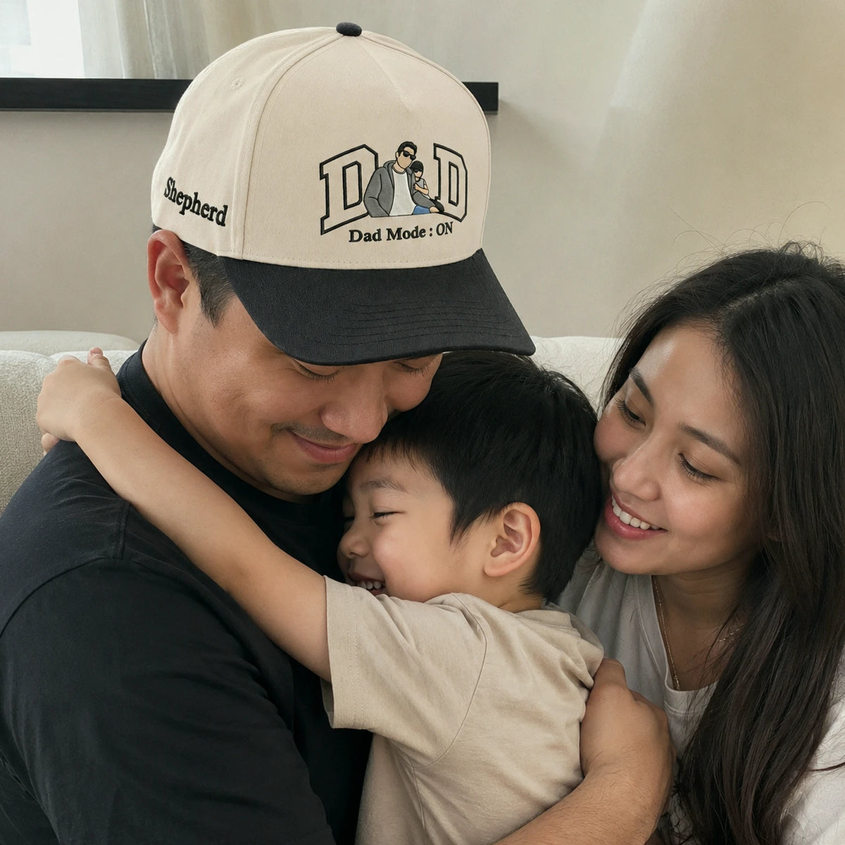 Custom Embroidered Dad Photo Snapback Hat - Dad Mode On - Personalized Father's Day Gift