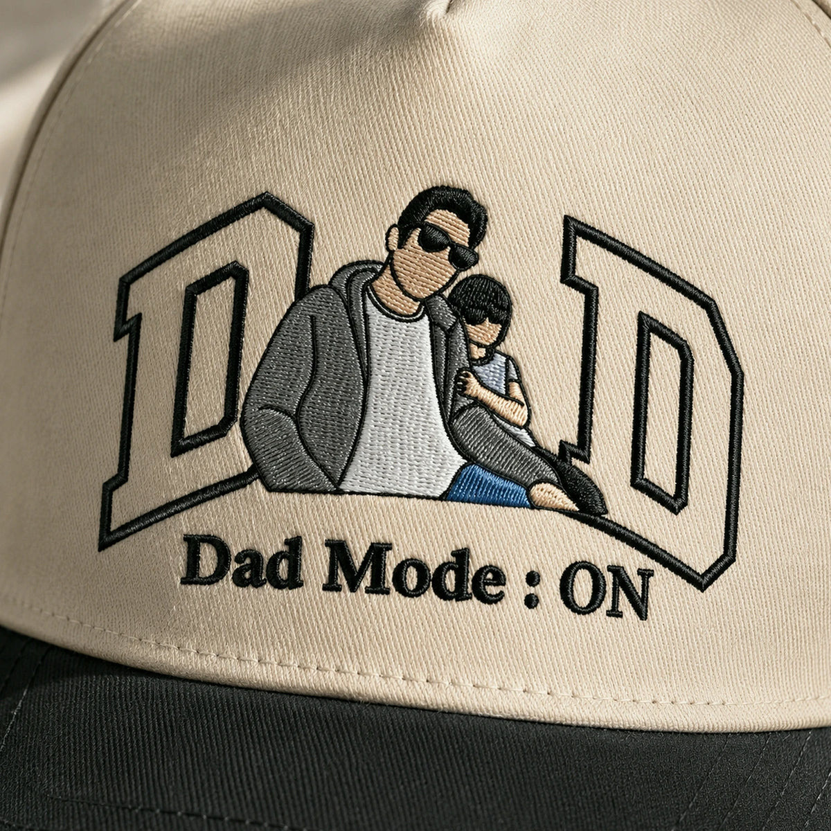 Custom Embroidered Dad Photo Snapback Hat - Dad Mode On - Personalized Father's Day Gift