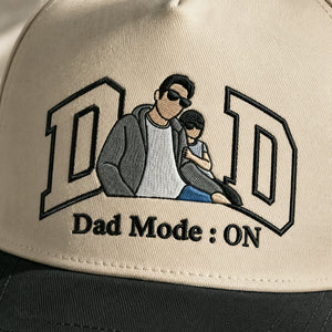 Custom Embroidered Dad Photo Snapback Hat - Dad Mode On - Personalized Father's Day Gift