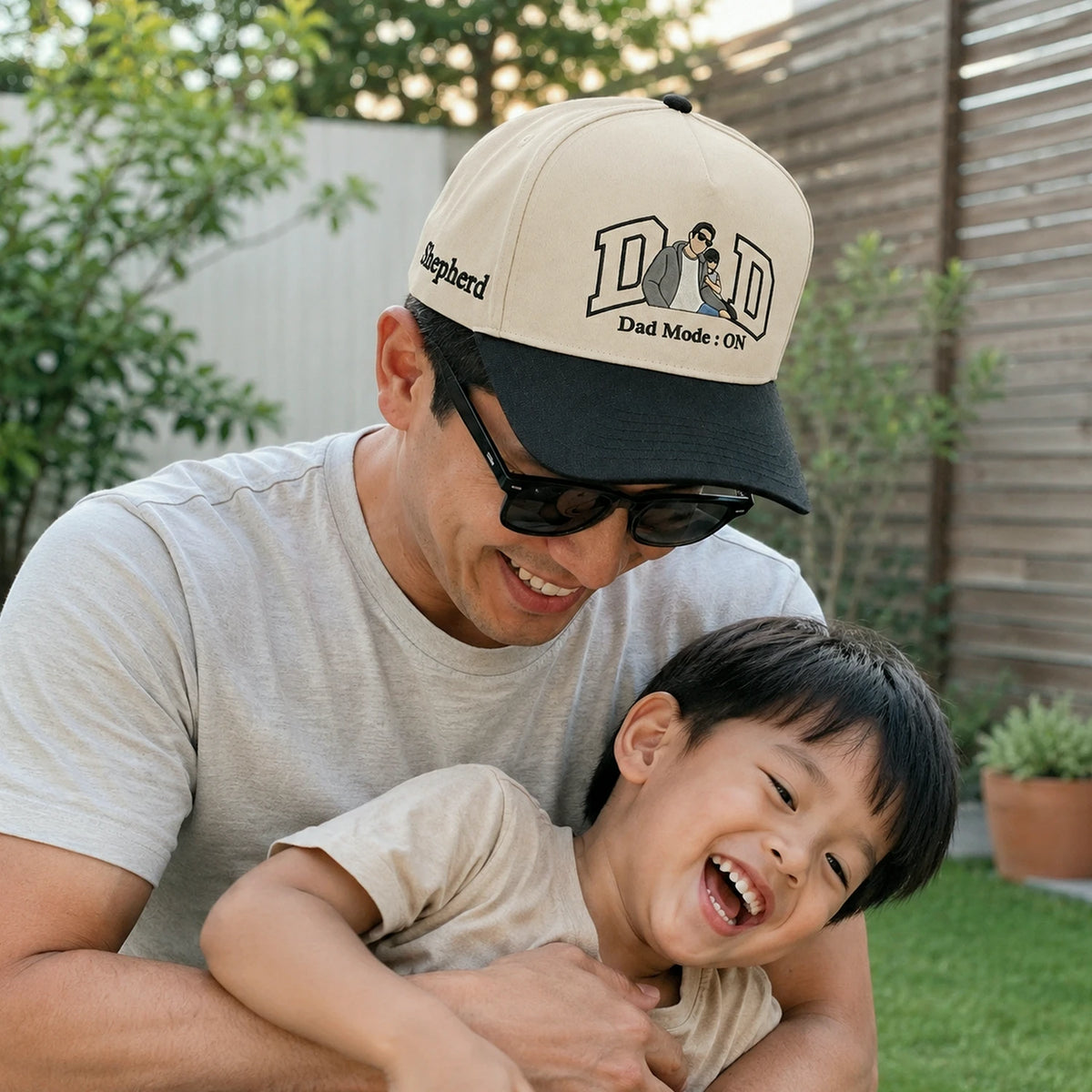 Custom Embroidered Dad Photo Snapback Hat - Dad Mode On - Personalized Father's Day Gift