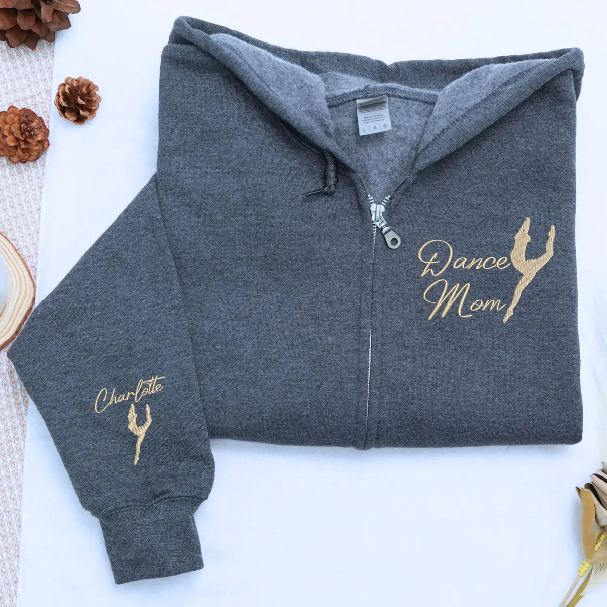 Custom embroidered dance mom quarter zip sweatshirt with dancer name personalized gift for ballet mom competition