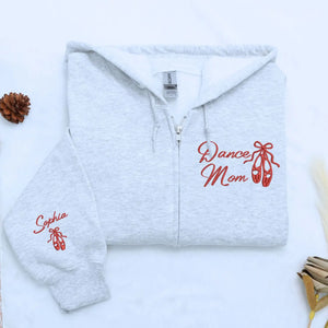 Custom embroidered dance mom quarter zip sweatshirt with dancer name personalized gift for ballet mom competition