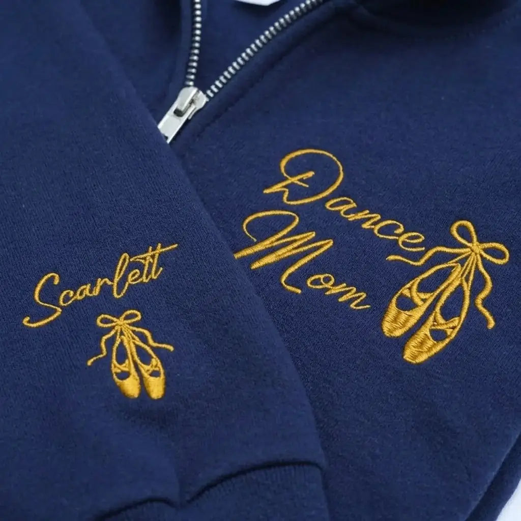 Custom embroidered dance mom quarter zip sweatshirt with dancer name personalized gift for ballet mom competition