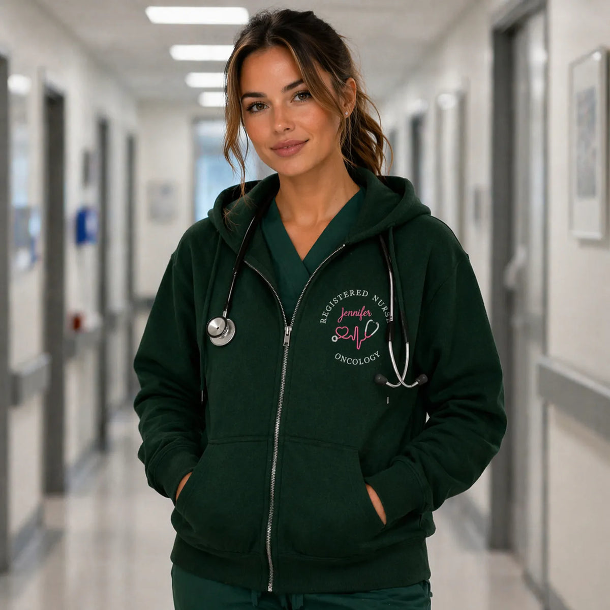 Personalized Oncology RN Quarter Zip, Custom Name & Title Embroidered Pullover, Nurses Week Birthday Gift for Her
