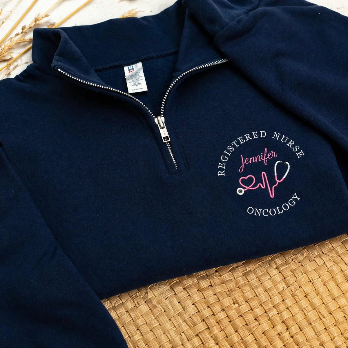 Personalized Oncology RN Quarter Zip, Custom Name & Title Embroidered Pullover, Nurses Week Birthday Gift for Her