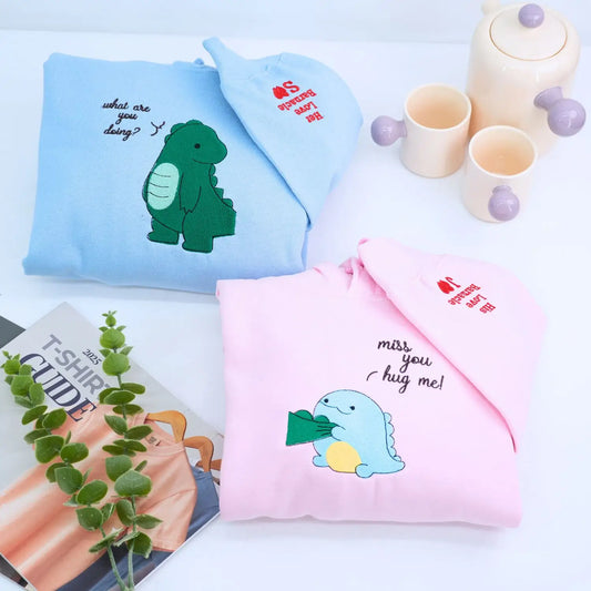 Matching Dinosaur Hoodies or Sweatshirts, Custom Embroidered Gift for Dino Lover
