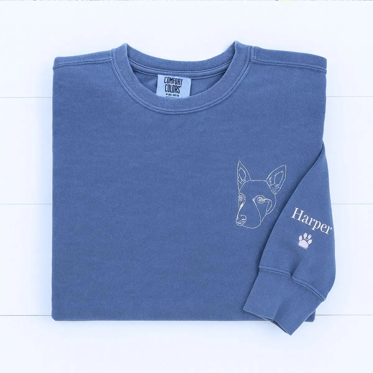 Custom embroidered Doberman portrait shirt with name on sleeve, gift for dog dads