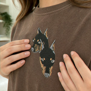 Custom Doberman Portrait T-shirt for Dog Lover - Embroidered Pet Photo Full Color Pullover & Name - Dog Parent Gift