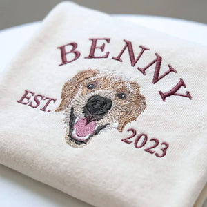 Personalized dog-themed baby onesie featuring pet portrait for expecting parents