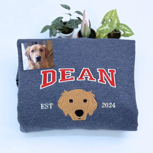 Custom Dog Dad Photo Hoodie, Embroidered Gift from Wife, Girlfriend