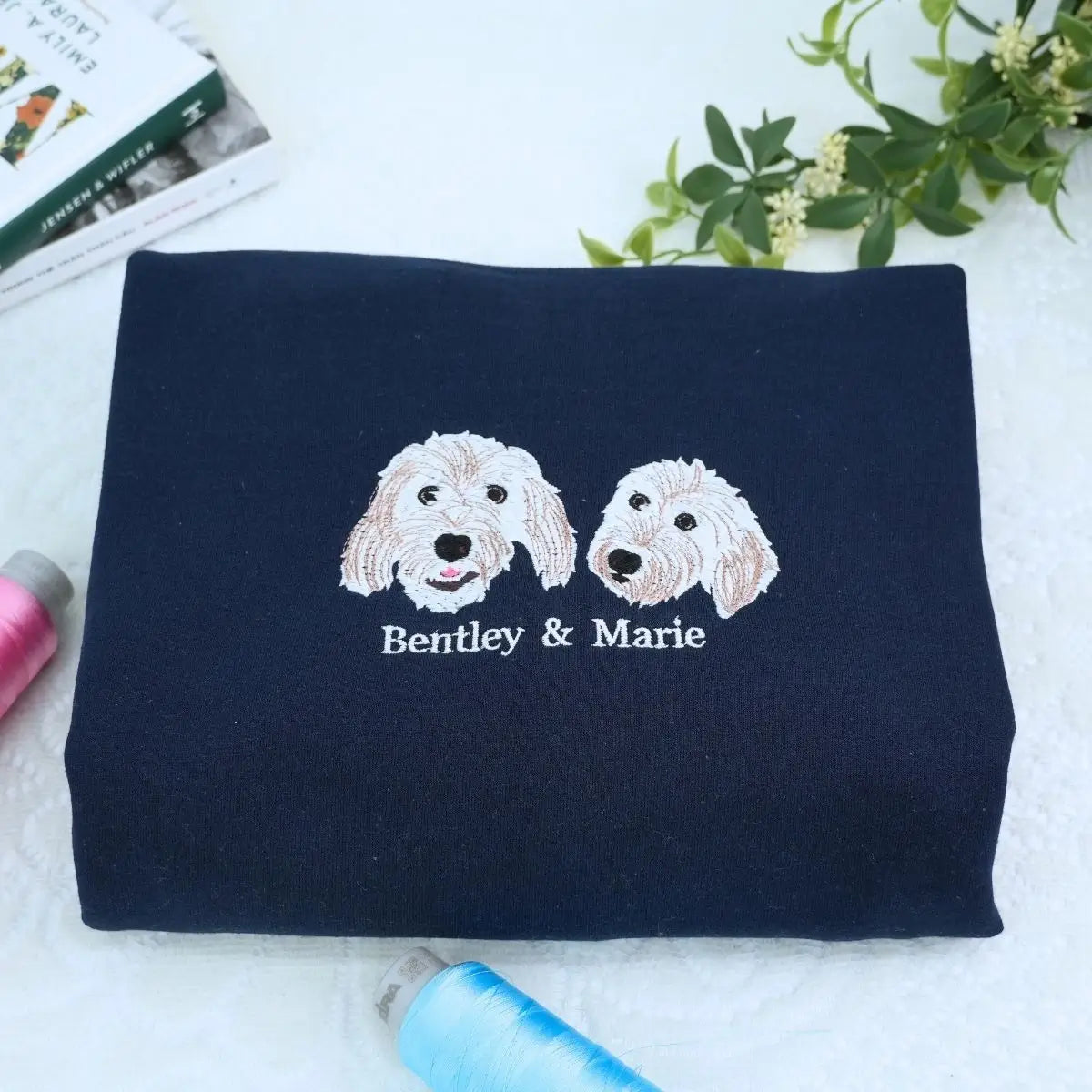 Custom Dog Dad Photo Hoodie, Embroidered Gift from Wife, Girlfriend