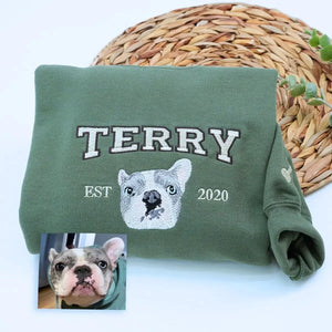 Custom Dog Dad Photo Hoodie, Embroidered Gift from Wife, Girlfriend