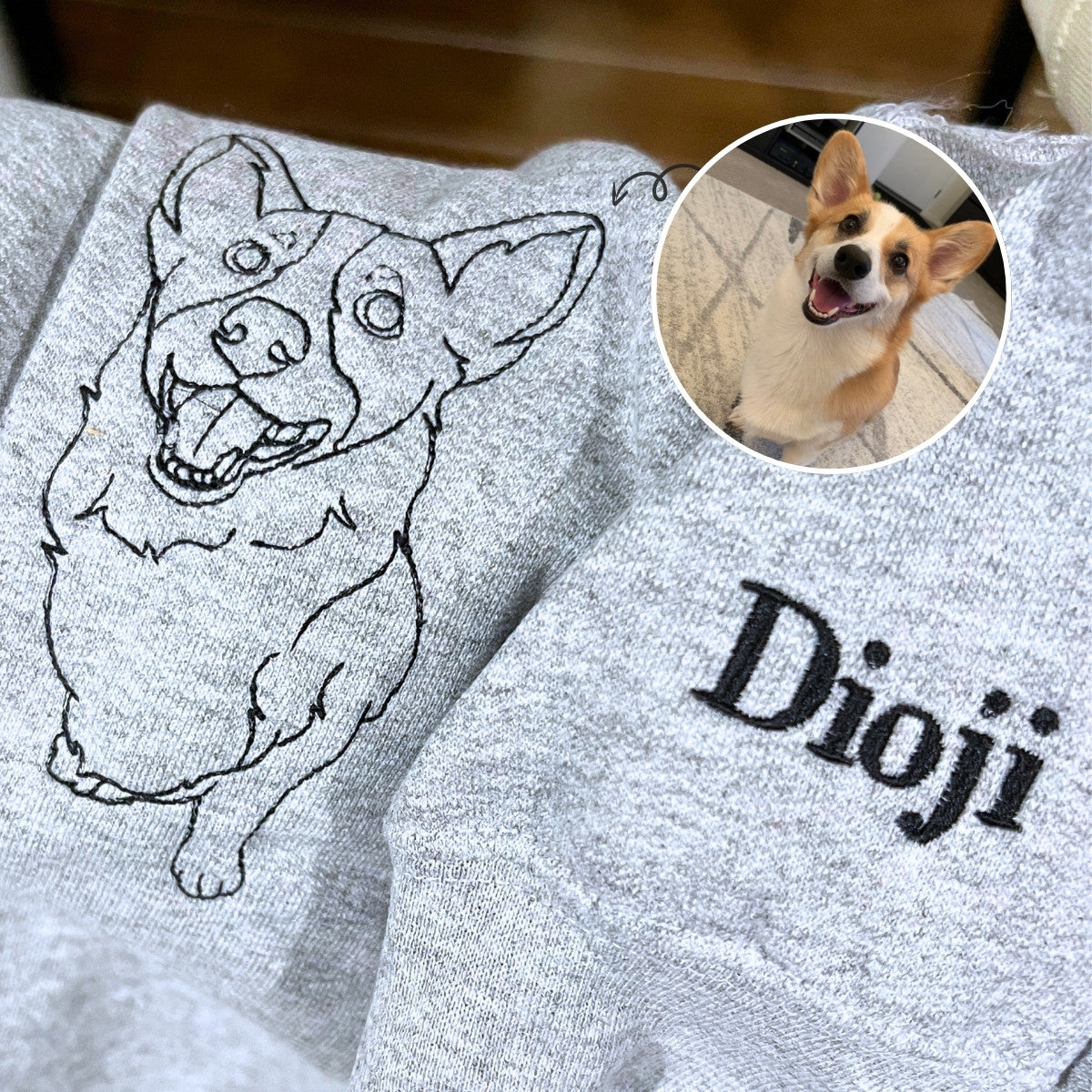 Embroly Custom Dog Embroidered Sweatshirt Hoodie Gift for Dog Pet Lover Dark Heather S Sweatshirt