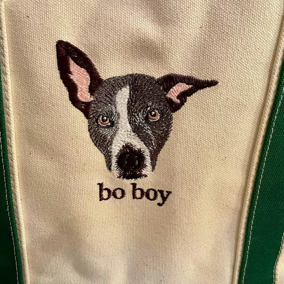 Custom Dog Portrait Tote Bag for Birthday Friend- Embroidered Pet Photo Full Color Bag & Name - Gift for Her